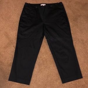 Black Loft Capri slacks. Button detail at the top